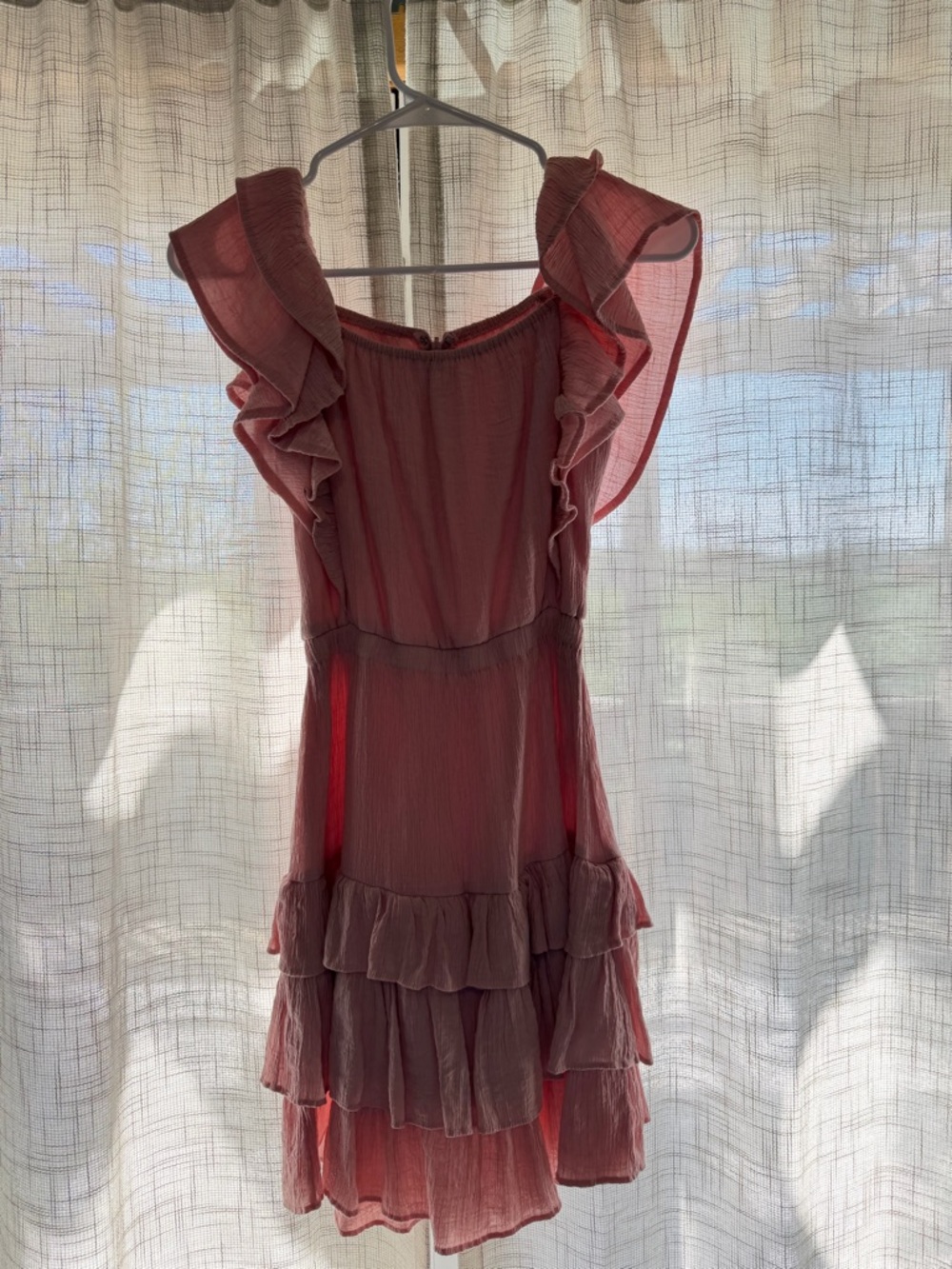 Women’s Ruffled Pink Dress - Lightweight Tiered Style